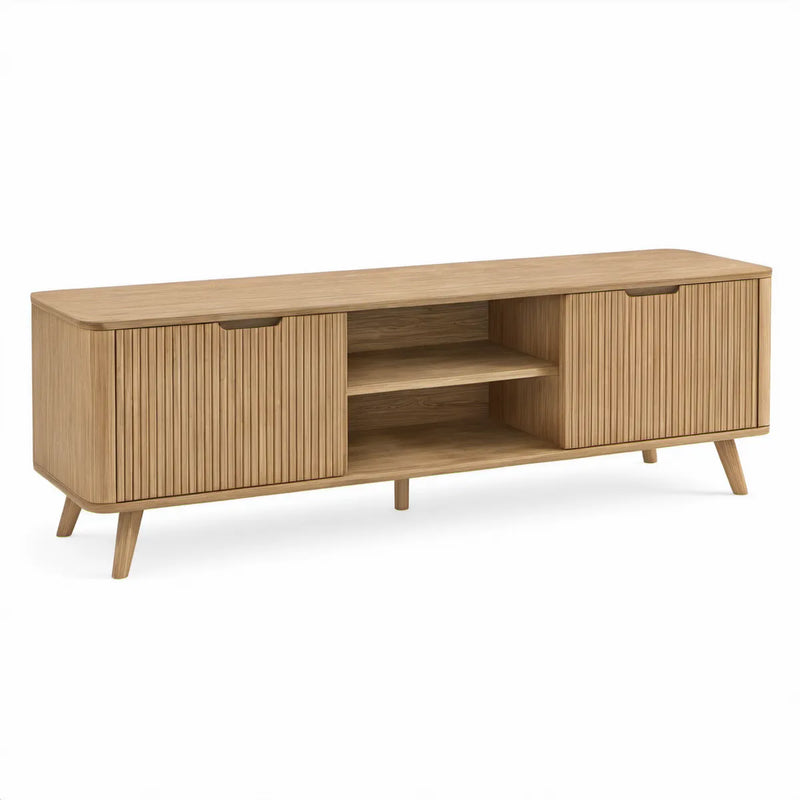 TV stolek z MDF s dubovou dýhou, přírodní dub, 160 × 40 × 60 cm